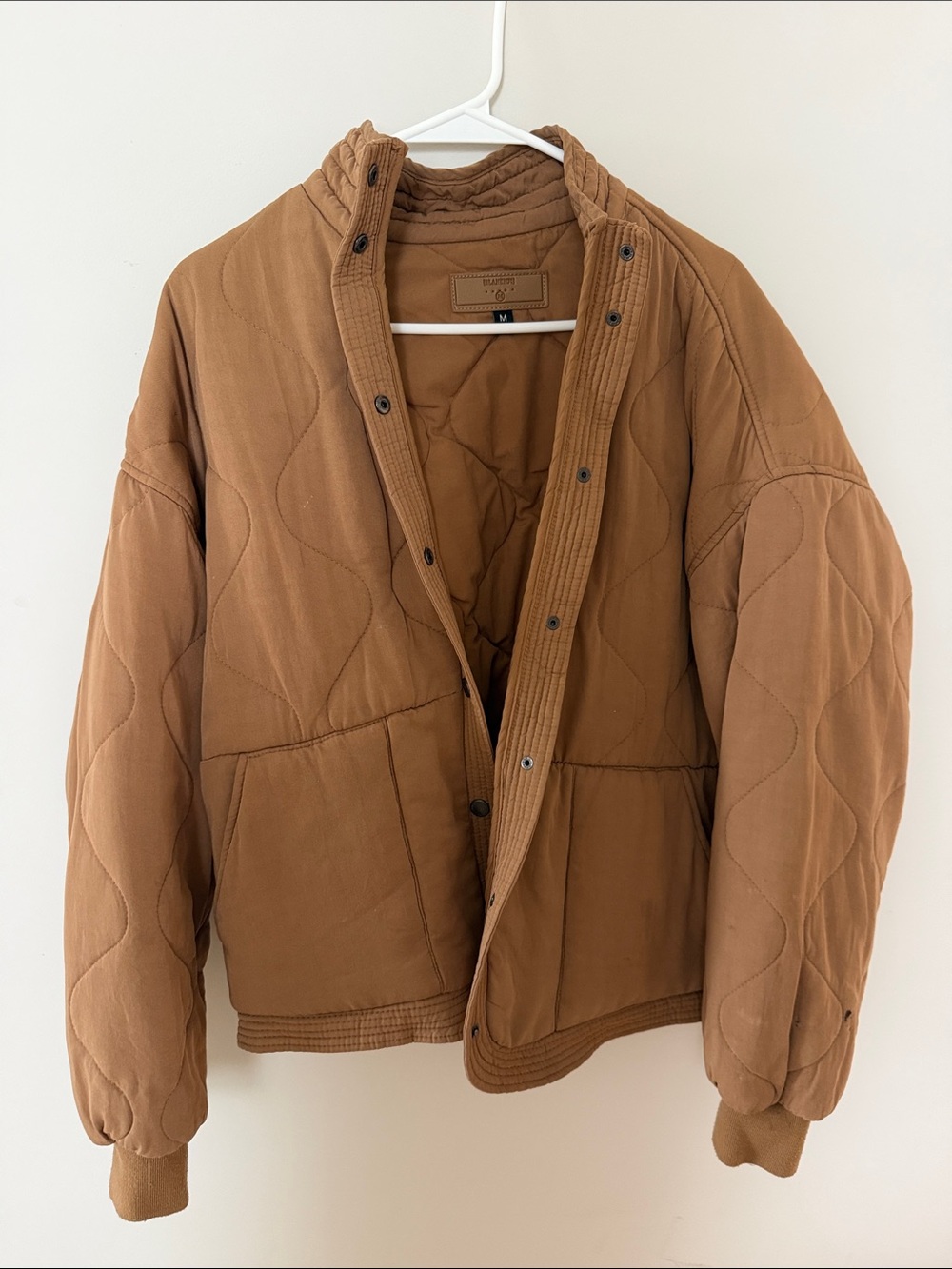 Blank NYC Quilted Puffer Jacket in Brown